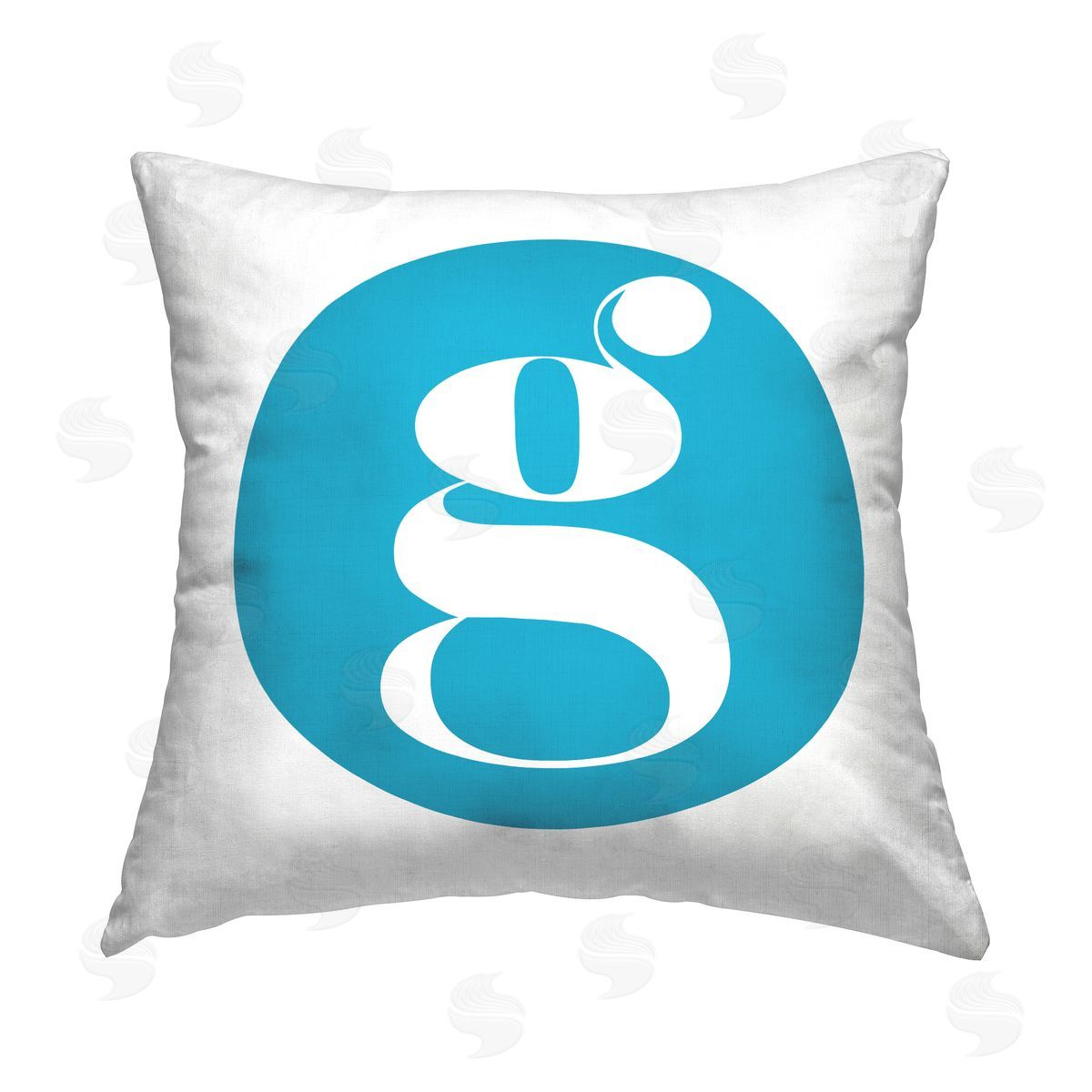 Stupell Studio Blue Initial G Printed Plush Polyester Throw Pillow