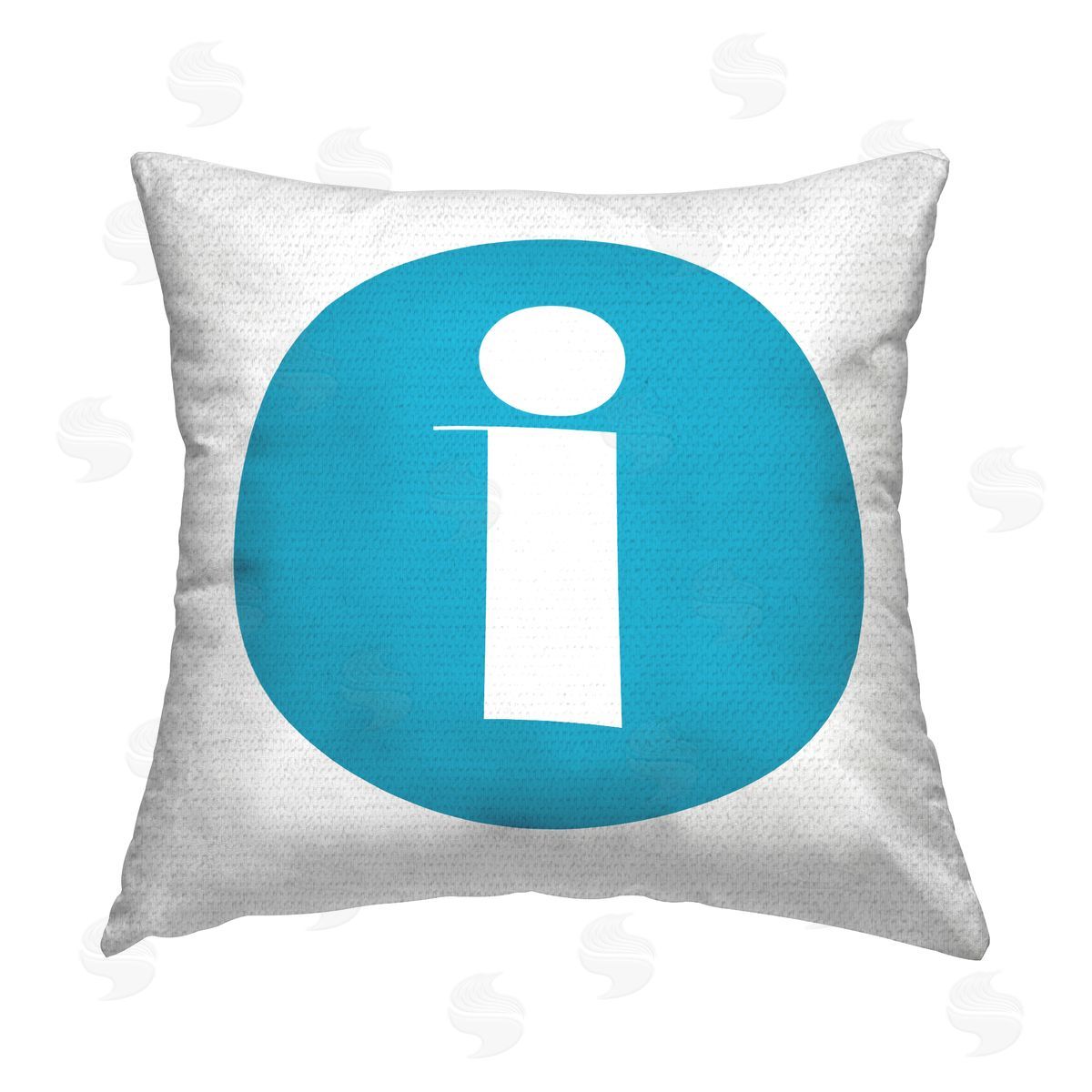 Stupell Studio Blue Initial I Outdoor Quick-Dry Polyester Printed Throw Pillow