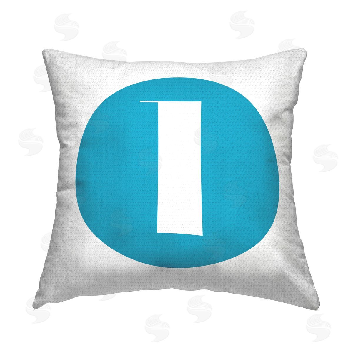 Stupell Studio Blue Initial L Outdoor Quick-Dry Polyester Printed Throw Pillow