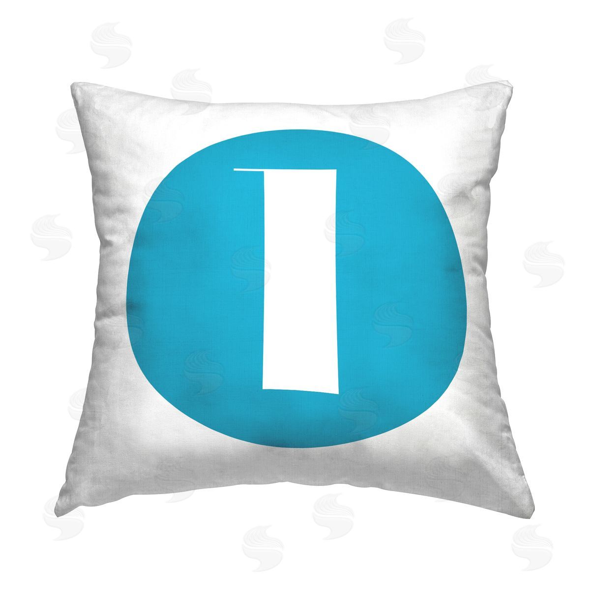 Stupell Studio Blue Initial L Printed Plush Polyester Throw Pillow