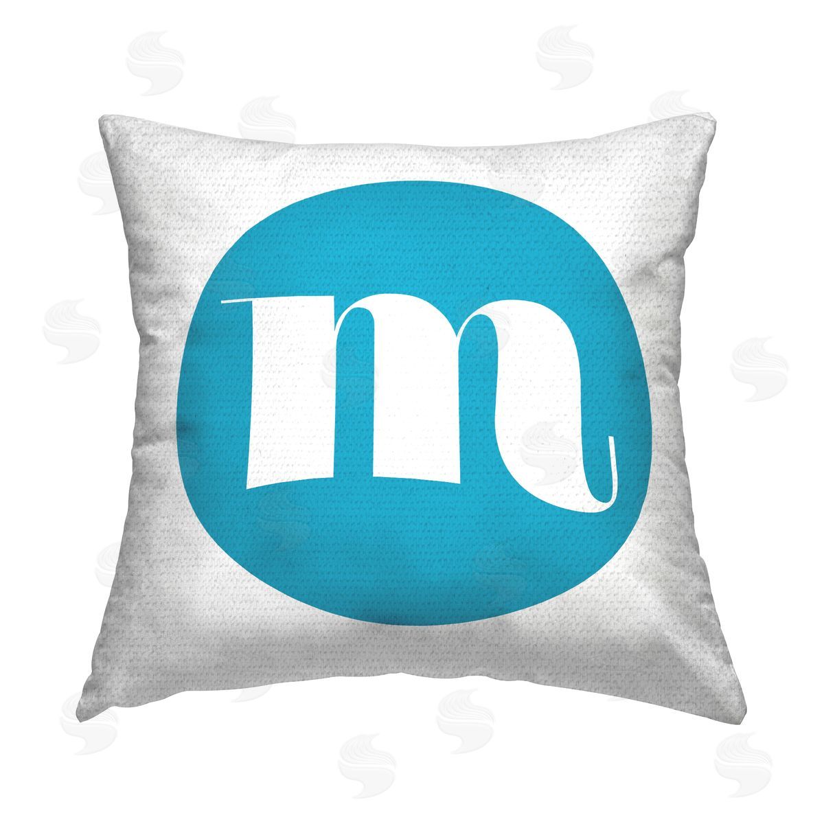 Stupell Studio Blue Initial M Outdoor Quick-Dry Polyester Printed Throw Pillow