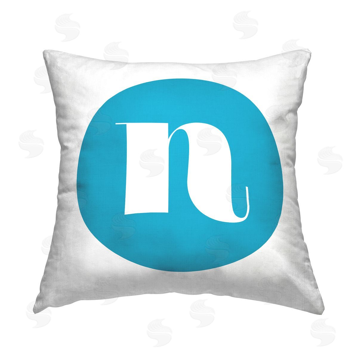 Stupell Studio Blue Initial N Printed Plush Polyester Throw Pillow