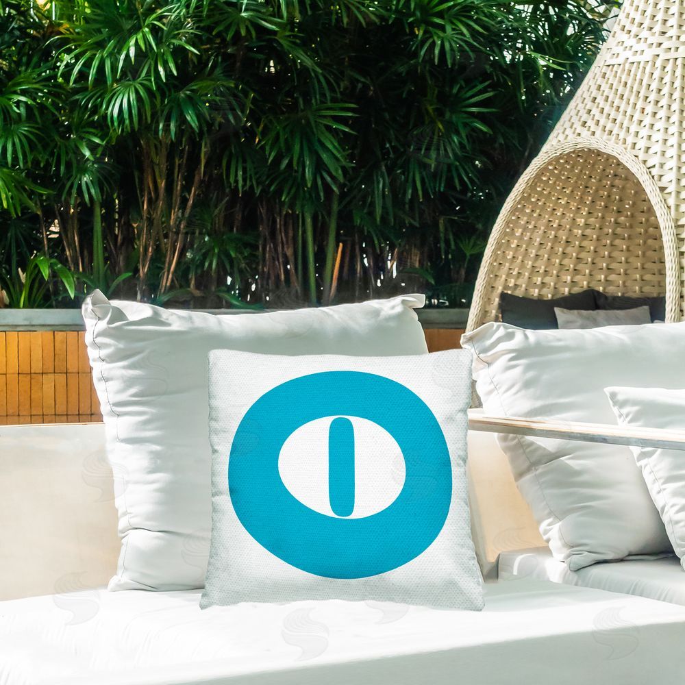 Stupell Studio Blue Initial O Outdoor Quick-Dry Polyester Printed Throw Pillow in Back Yard