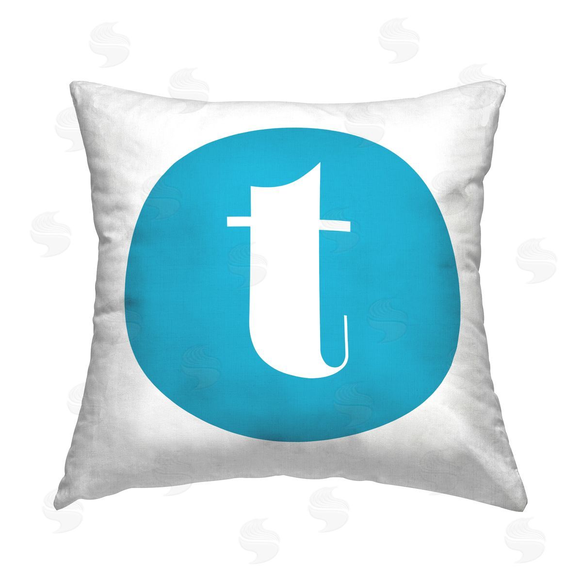 Stupell Studio Blue Initial T Printed Plush Polyester Throw Pillow