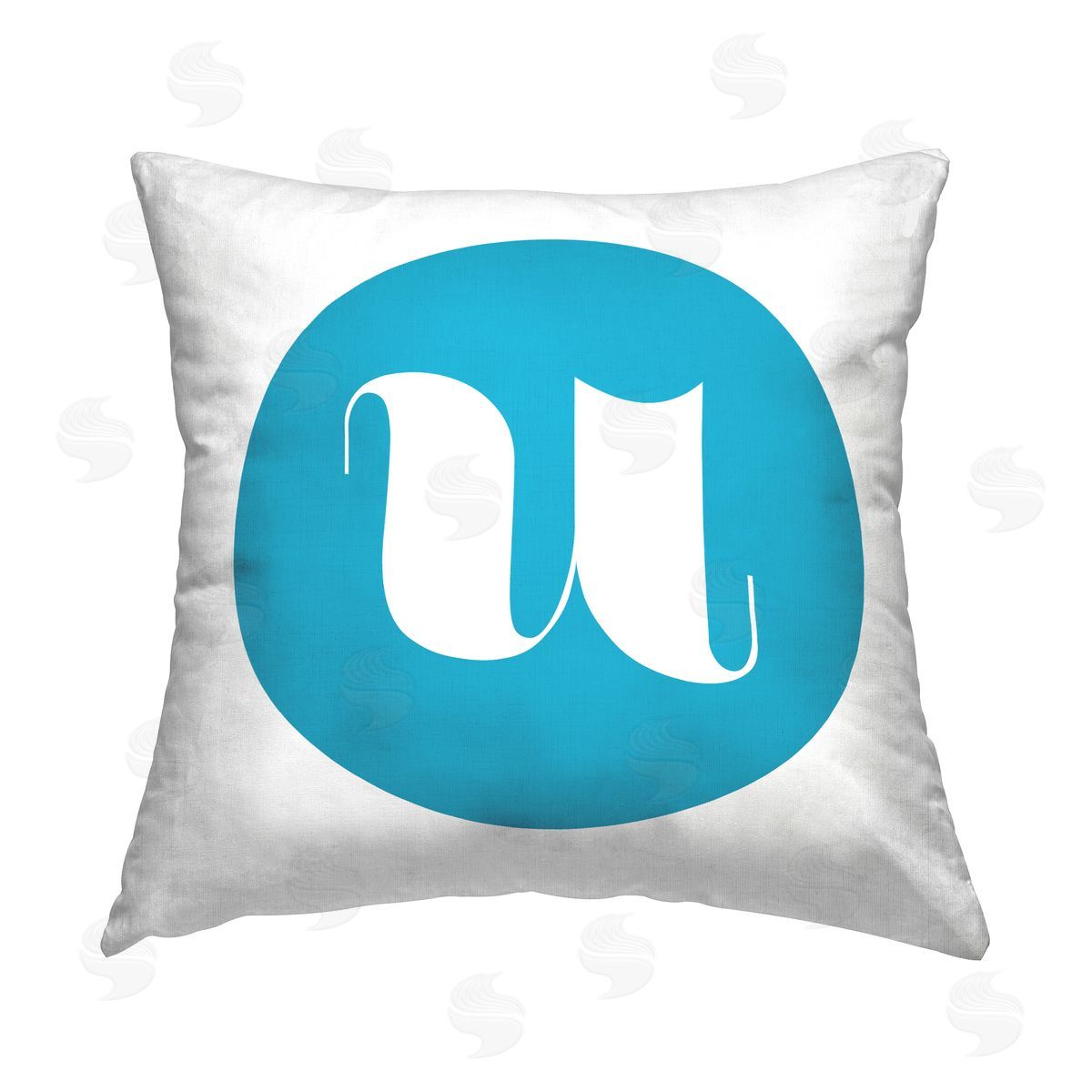 Stupell Studio Blue Initial U Printed Plush Polyester Throw Pillow