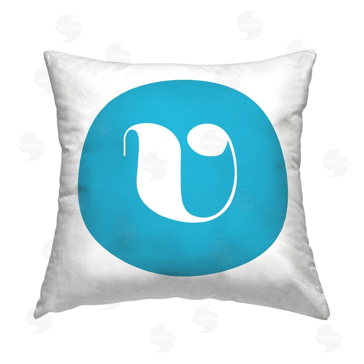 Stupell Studio Blue Initial V Printed Plush Polyester Throw Pillow