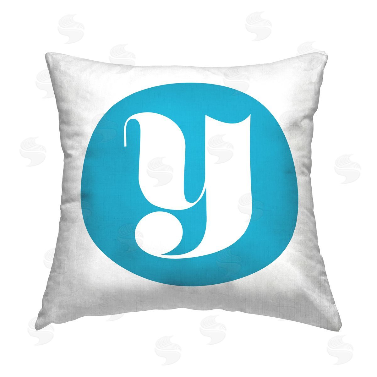 Stupell Studio Blue Initial Y Printed Plush Polyester Throw Pillow