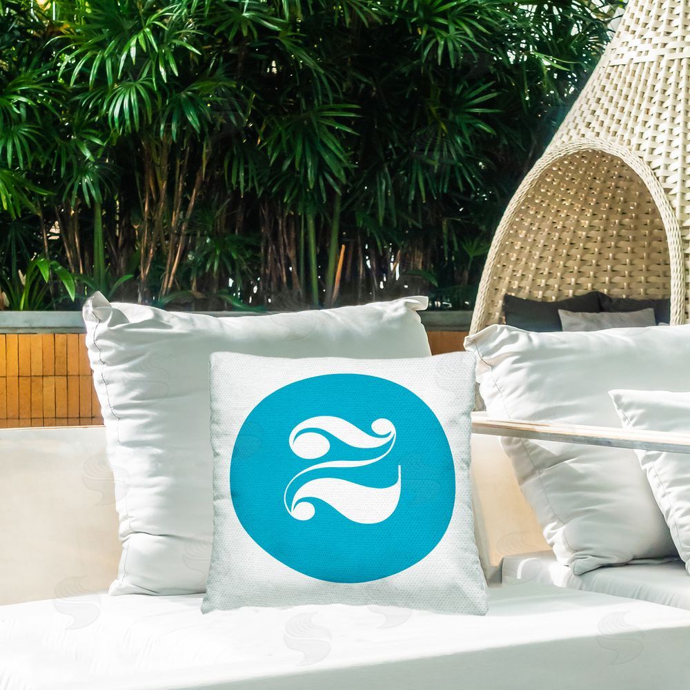 Stupell Studio Blue Initial Z Outdoor Quick-Dry Polyester Printed Throw Pillow in Back Yard