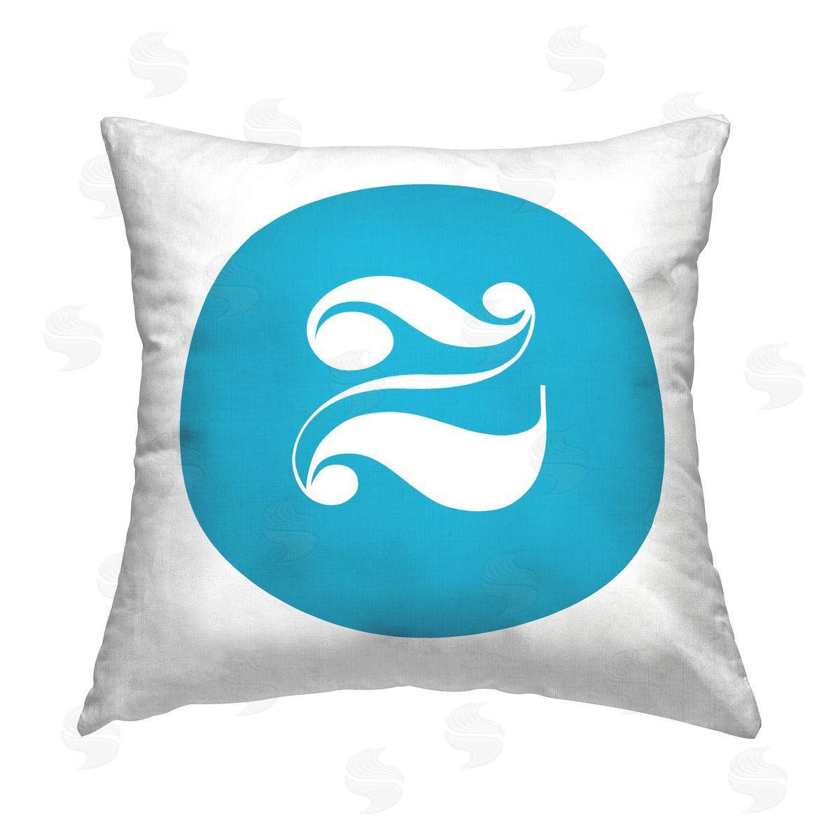 Stupell Studio Blue Initial Z Printed Plush Polyester Throw Pillow