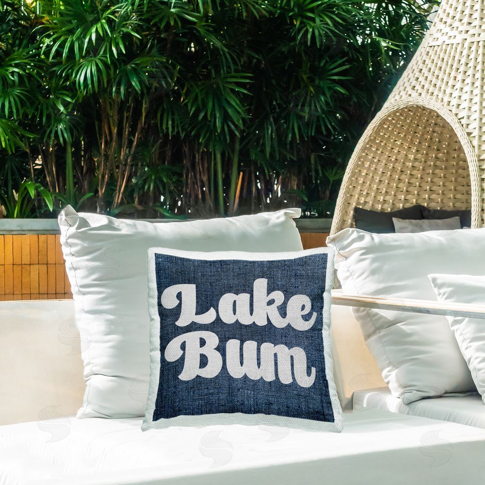 Stupell Studio Vintage Lake Bum Phrase Outdoor Quick-Dry Polyester Printed Throw Pillow in Back Yard