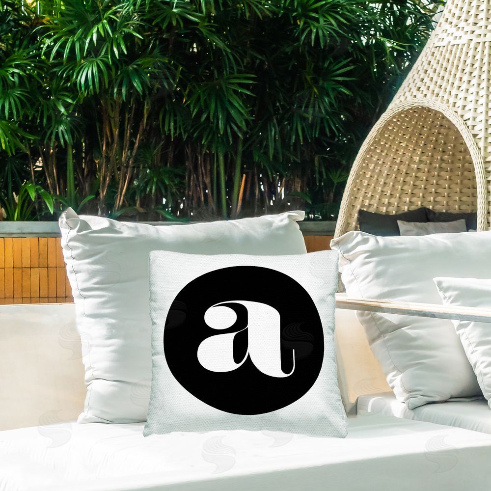 Stupell Studio Black Initial A Outdoor Quick-Dry Polyester Printed Throw Pillow in Back Yard