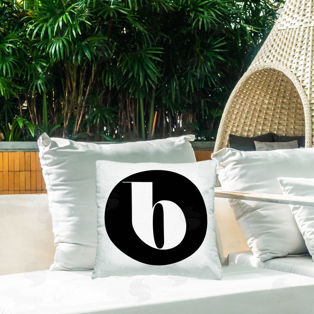 Stupell Studio Black Initial B Outdoor Quick-Dry Polyester Printed Throw Pillow in Back Yard