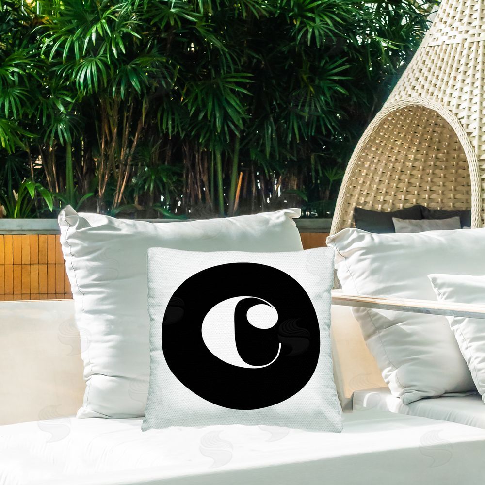 Stupell Studio Black Initial C Outdoor Quick-Dry Polyester Printed Throw Pillow in Back Yard