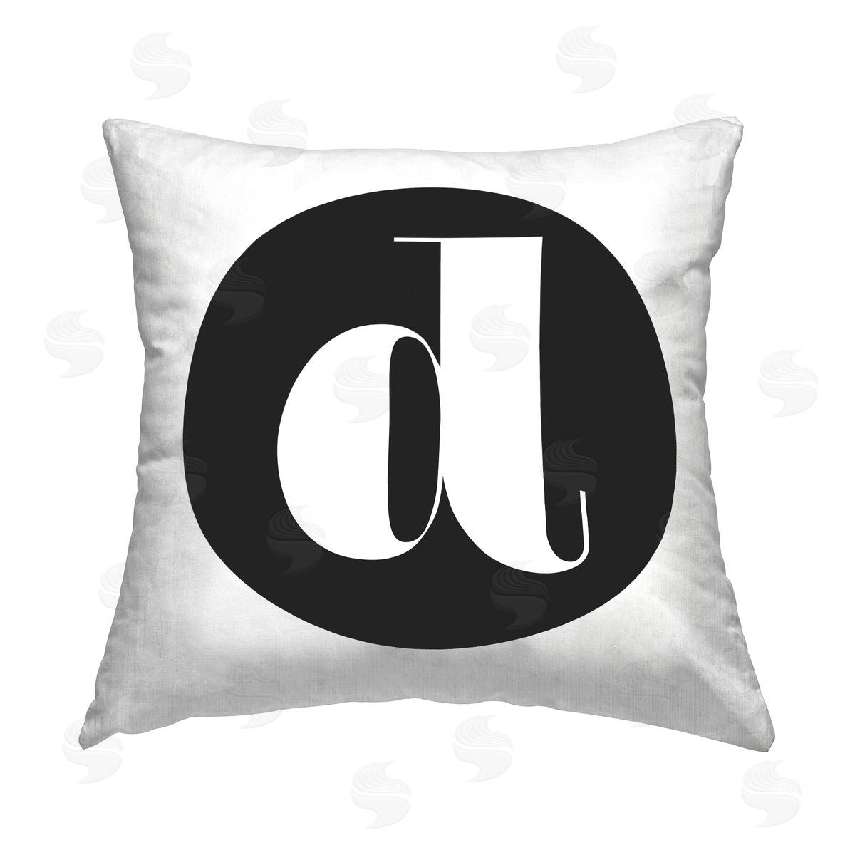 Stupell Studio Black Initial D Printed Plush Polyester Throw Pillow