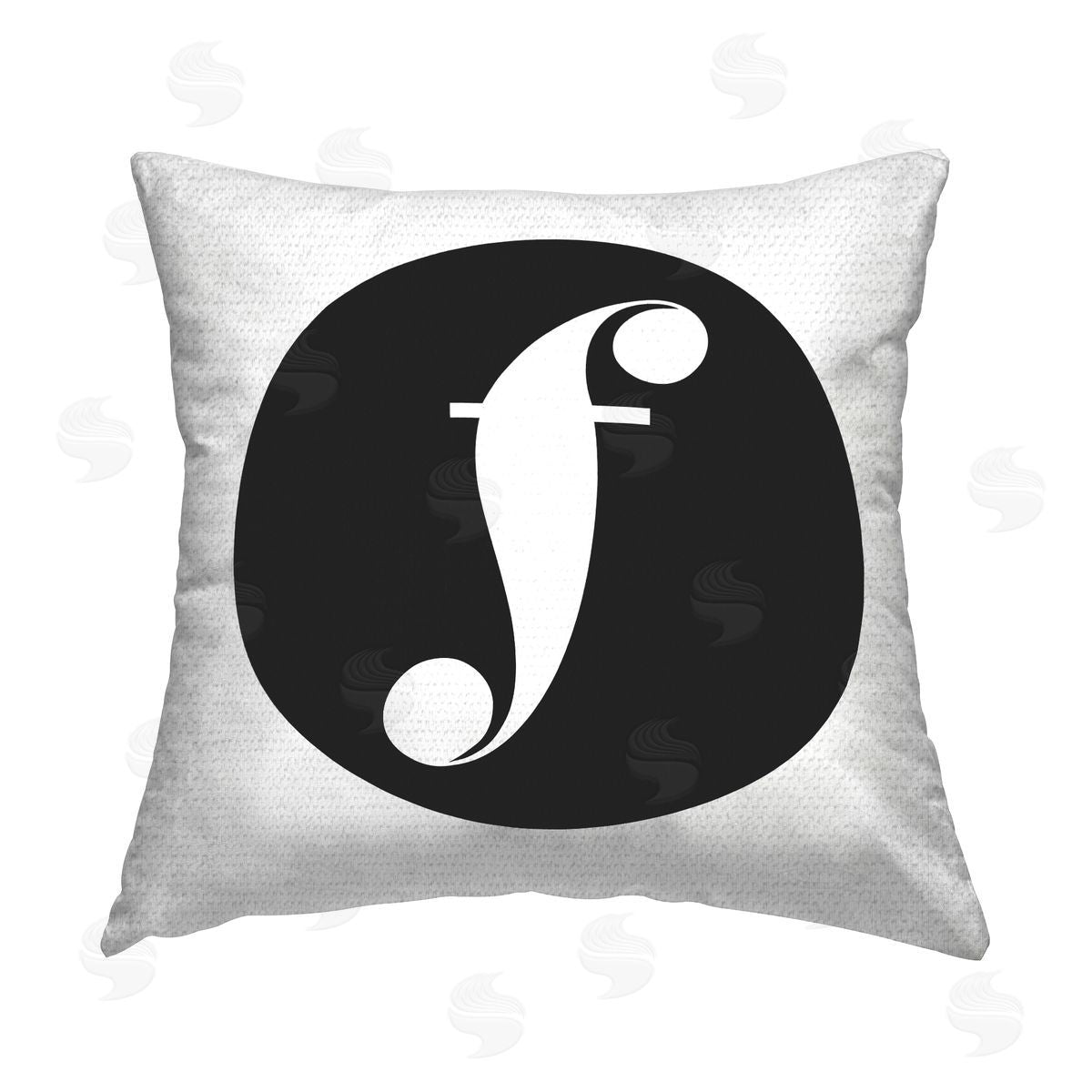 Stupell Studio Black Initial F Outdoor Quick-Dry Polyester Printed Throw Pillow