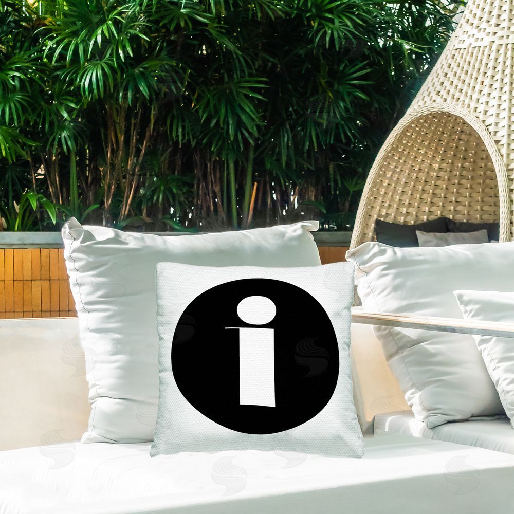 Stupell Studio Black Initial I Outdoor Quick-Dry Polyester Printed Throw Pillow in Back Yard