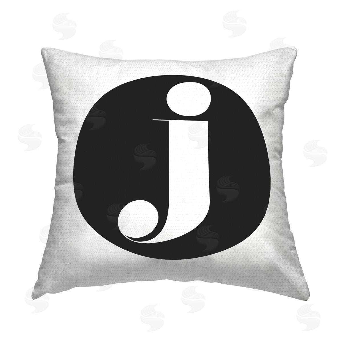 Stupell Studio Black Initial J Outdoor Quick-Dry Polyester Printed Throw Pillow