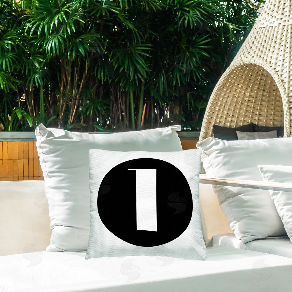 Stupell Studio Black Initial L Outdoor Quick-Dry Polyester Printed Throw Pillow in Back Yard