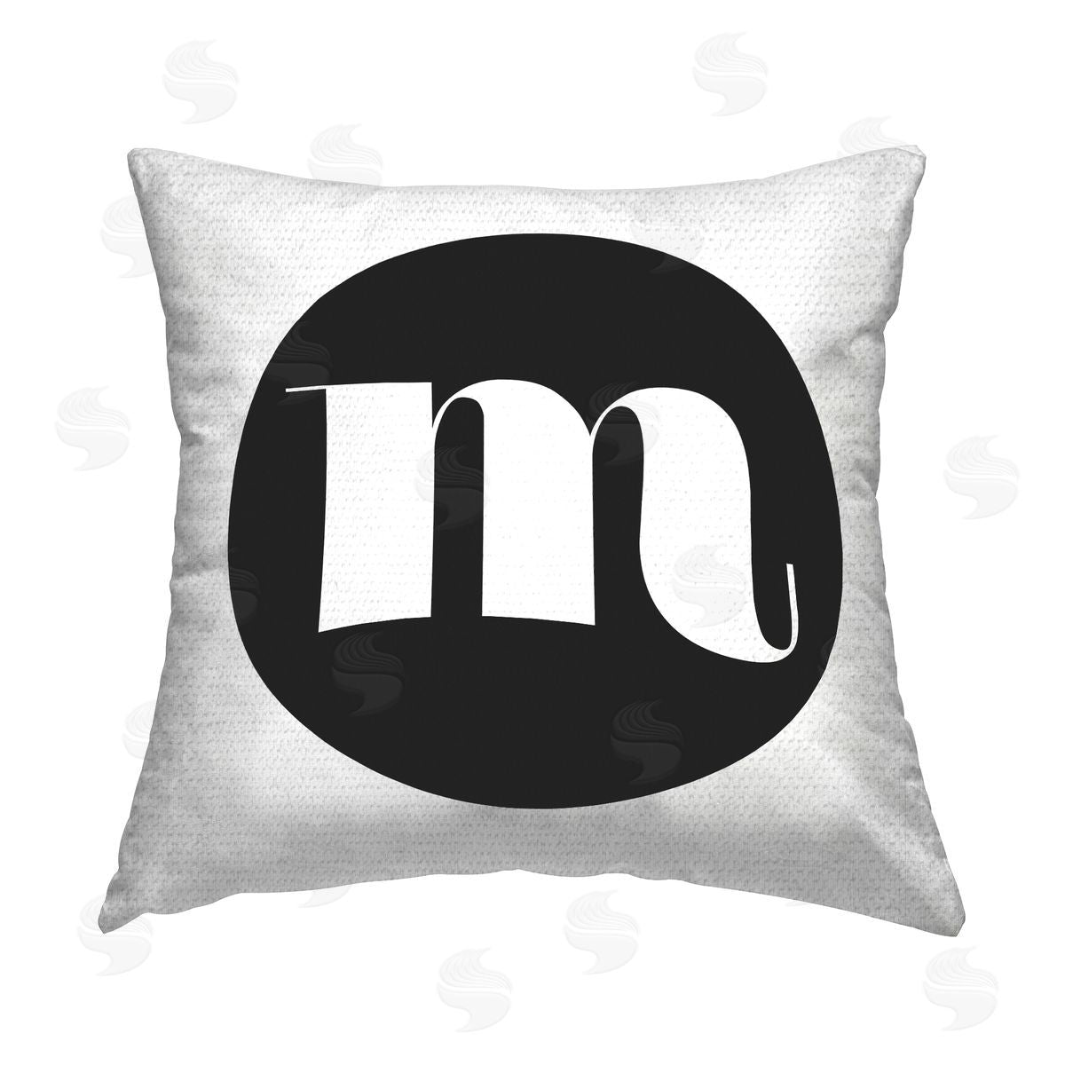 Stupell Studio Black Initial M Outdoor Quick-Dry Polyester Printed Throw Pillow