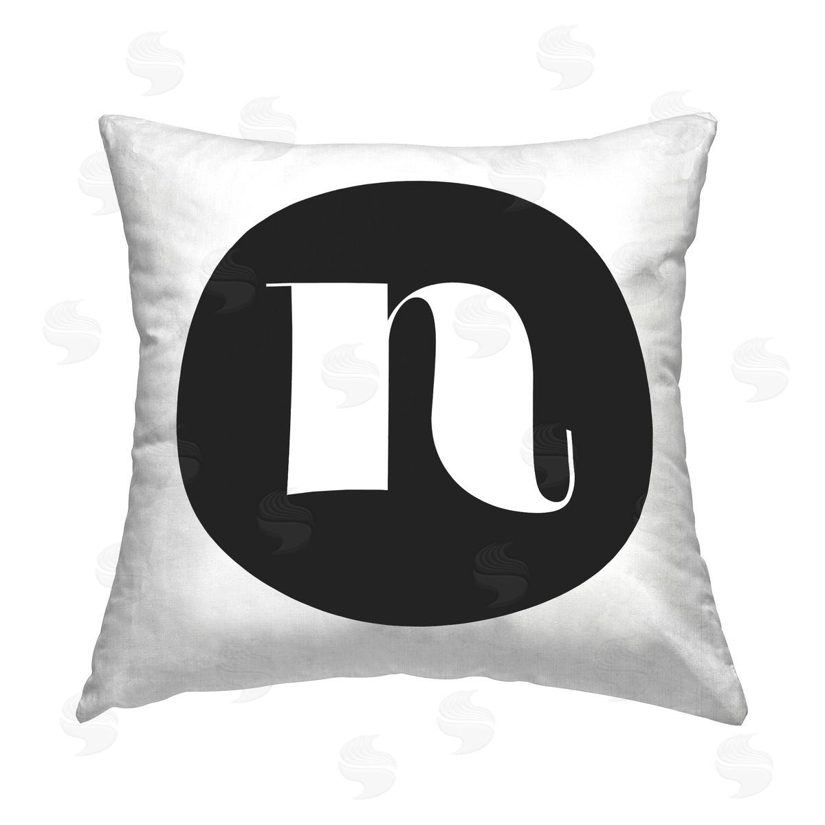 Stupell Studio Black Initial N Printed Plush Polyester Throw Pillow