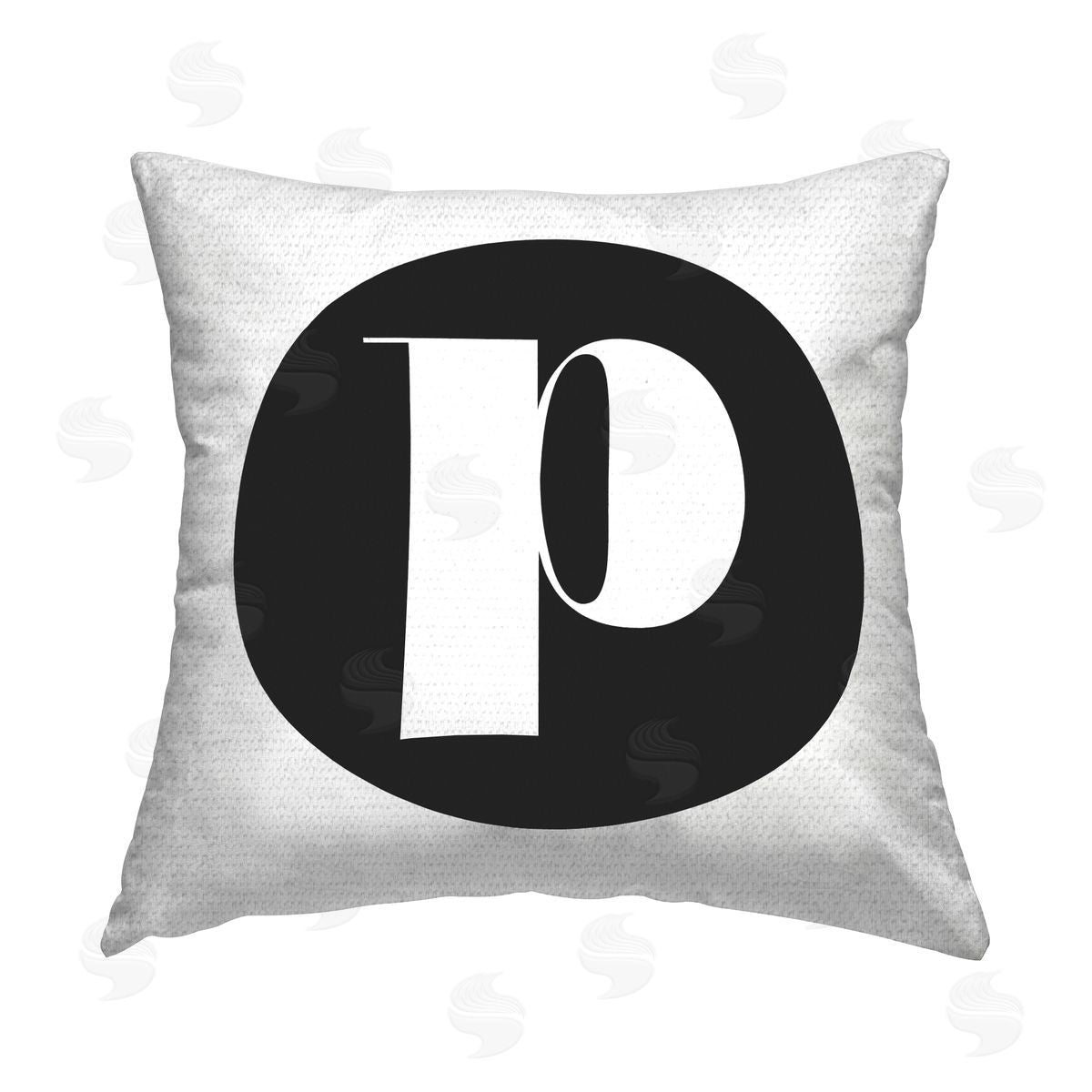 Stupell Studio Black Initial P Outdoor Quick-Dry Polyester Printed Throw Pillow
