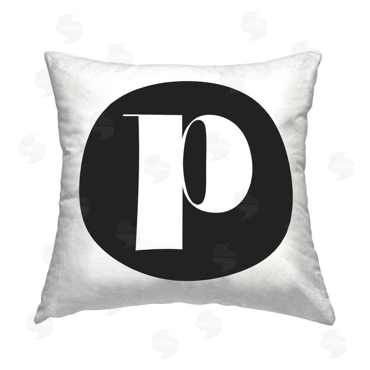 Stupell Studio Black Initial P Printed Plush Polyester Throw Pillow