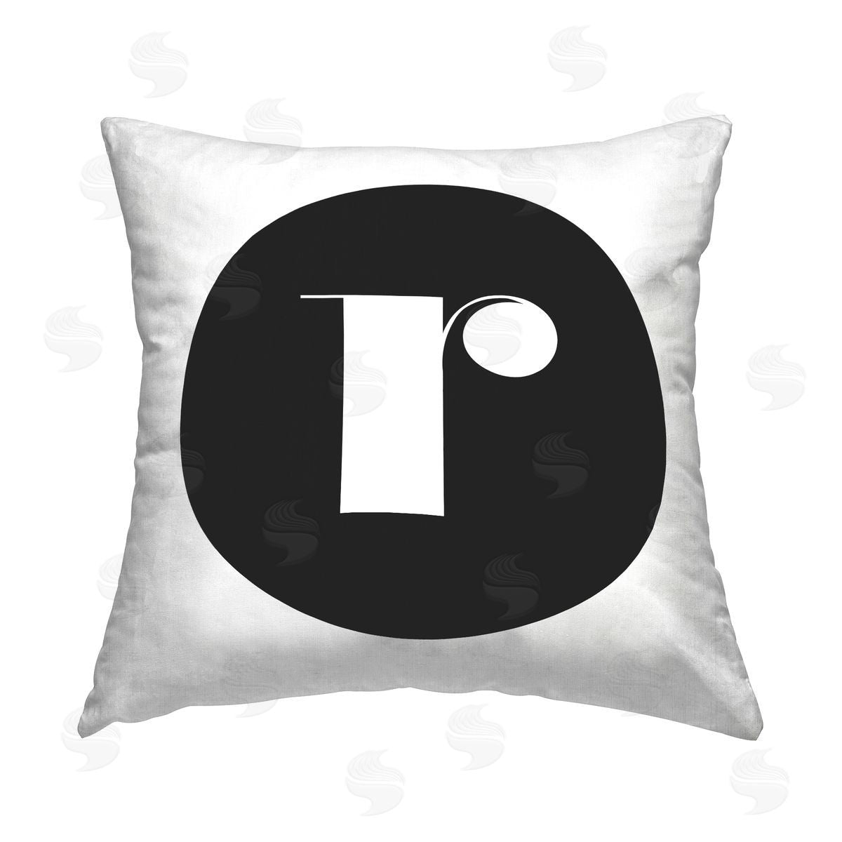 Stupell Studio Black Initial R Printed Plush Polyester Throw Pillow