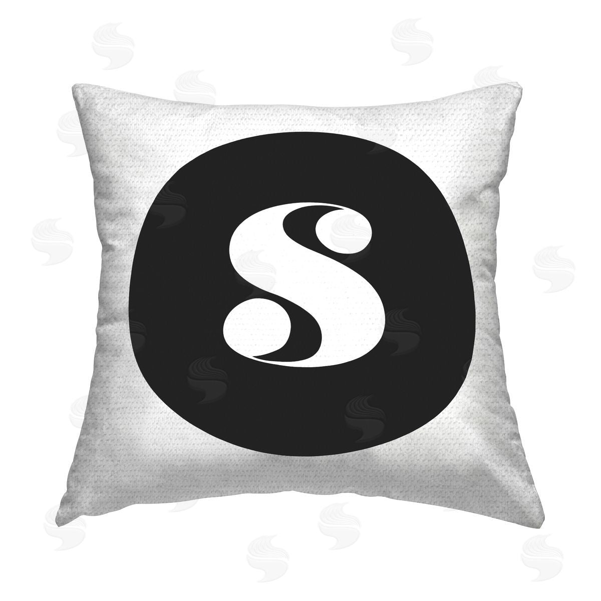 Stupell Studio Black Initial S Outdoor Quick-Dry Polyester Printed Throw Pillow