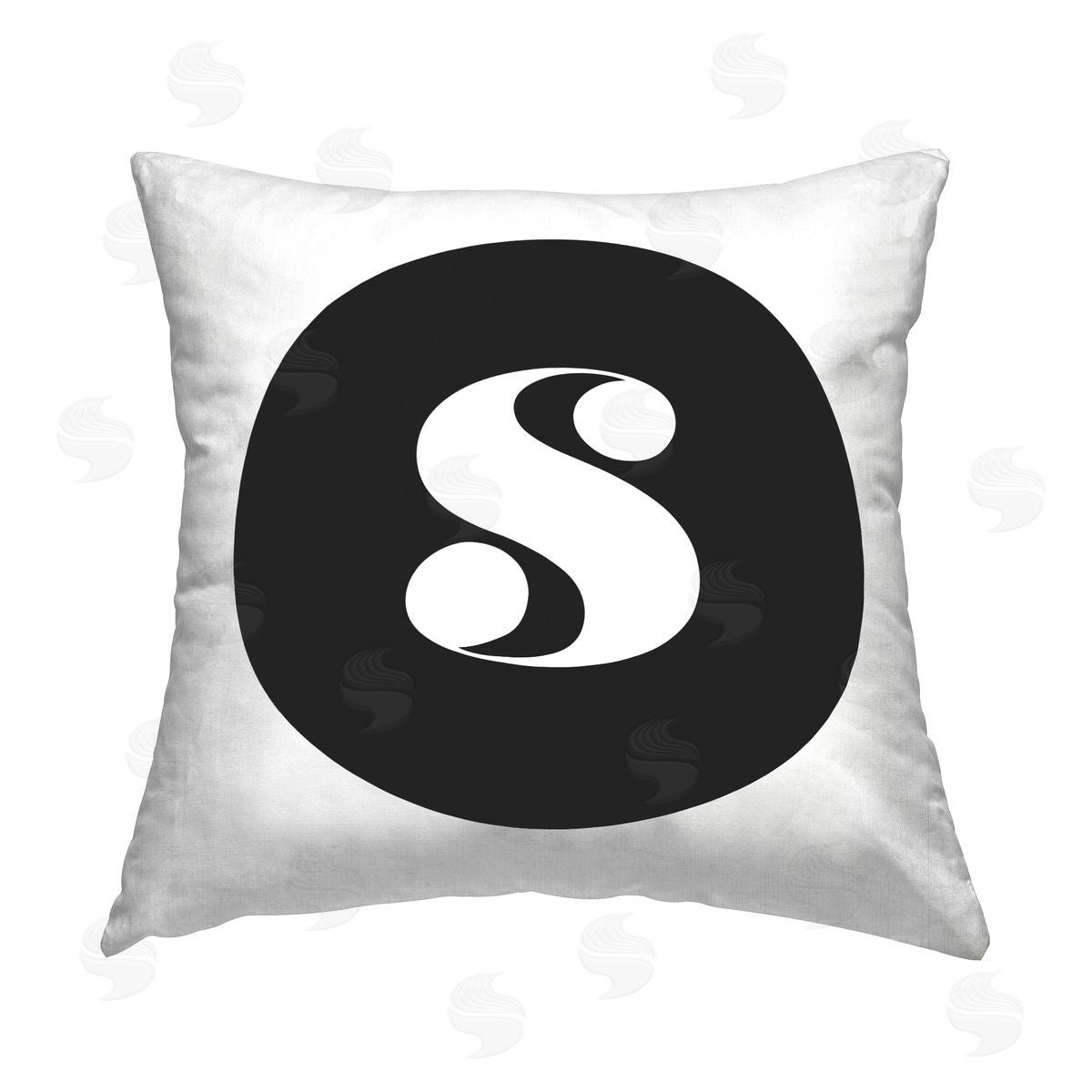 Stupell Studio Black Initial S Printed Plush Polyester Throw Pillow