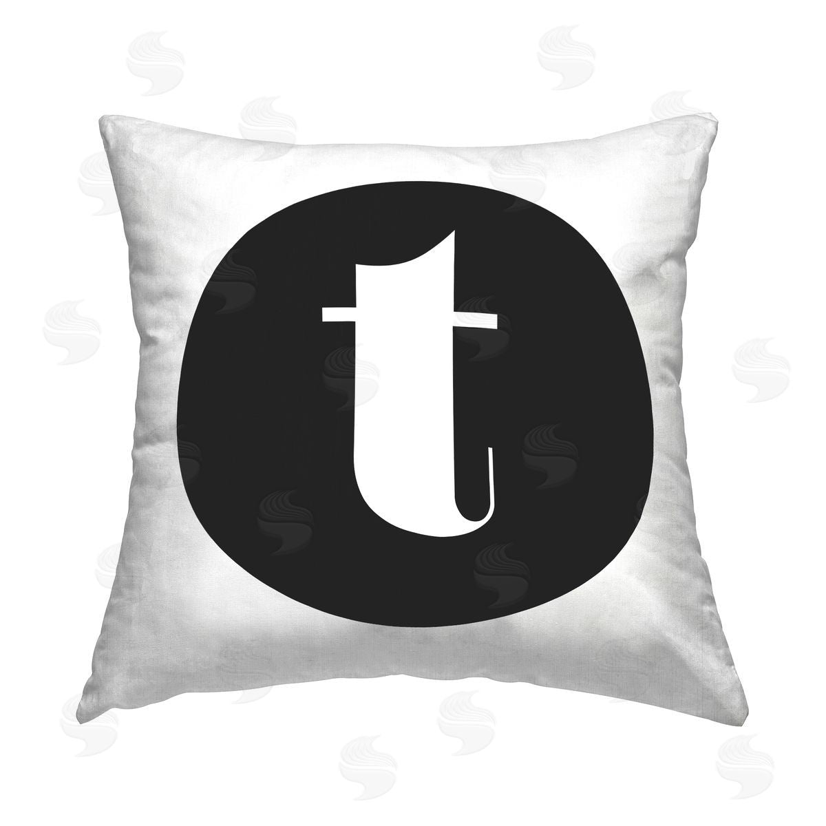Stupell Studio Black Initial T Printed Plush Polyester Throw Pillow
