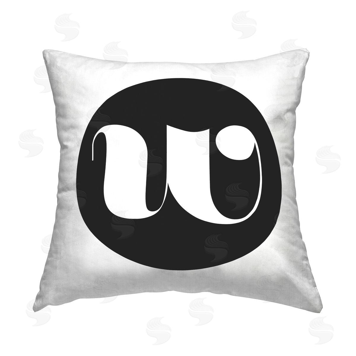 Stupell Studio Black Initial W Printed Plush Polyester Throw Pillow