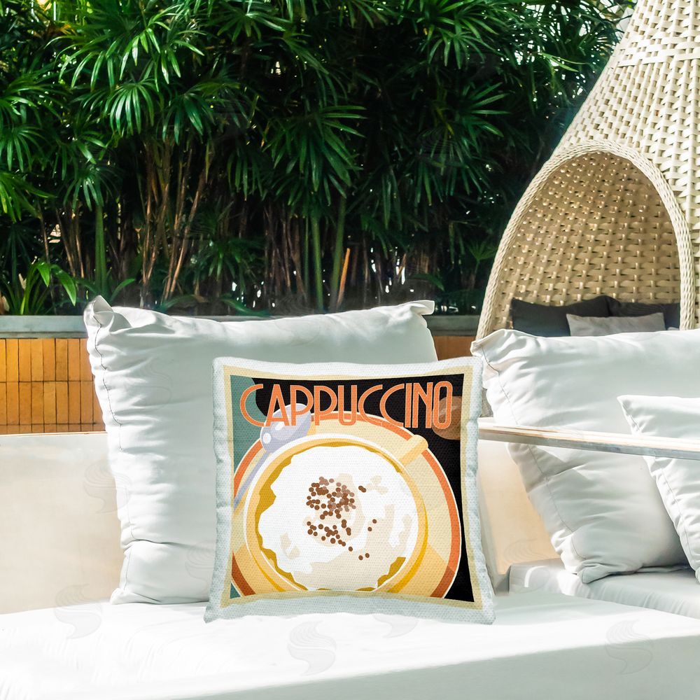Richard Weiss Retro Cappuccino Mug Outdoor Quick-Dry Polyester Printed Throw Pillow in Back Yard