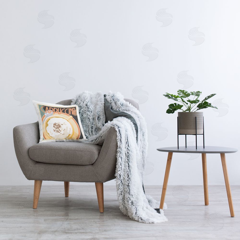 Richard Weiss Retro Cappuccino Mug Printed Plush Polyester Throw Pillow On Chair