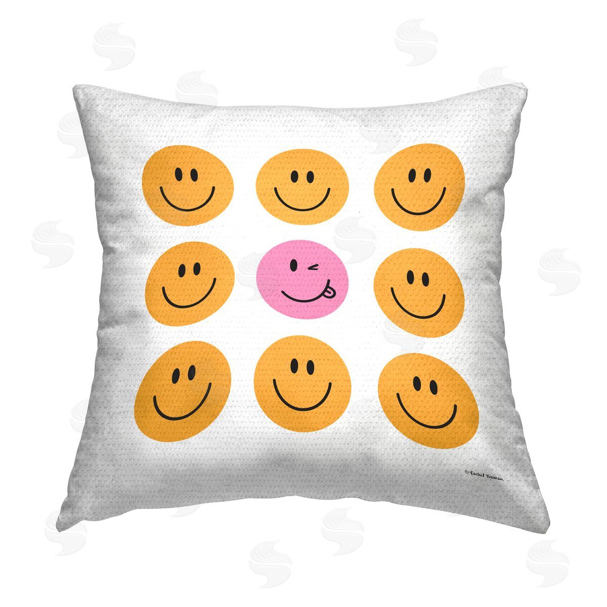 Rachel Nieman Smiley Face Pattern Outdoor Quick-Dry Polyester Printed Throw Pillow