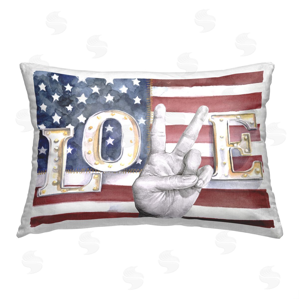 Jennifer Paxton Parker Americana Love Flag Printed Plush Polyester Throw Pillow
