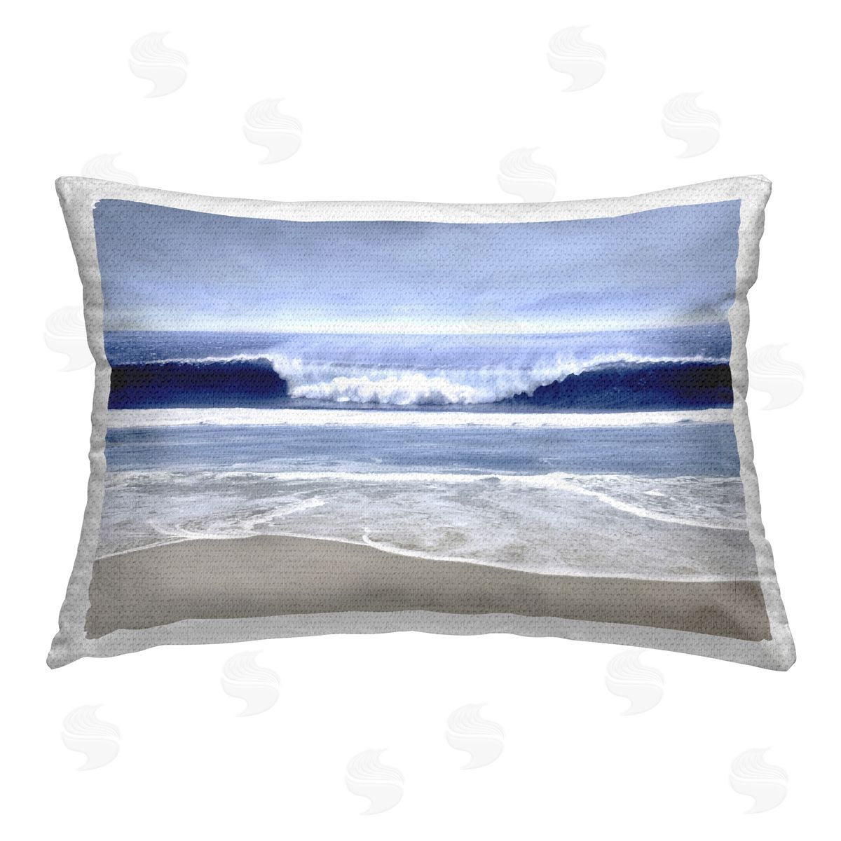 Devon Davis Blue Rolling Waves Outdoor Quick-Dry Polyester Printed Throw Pillow