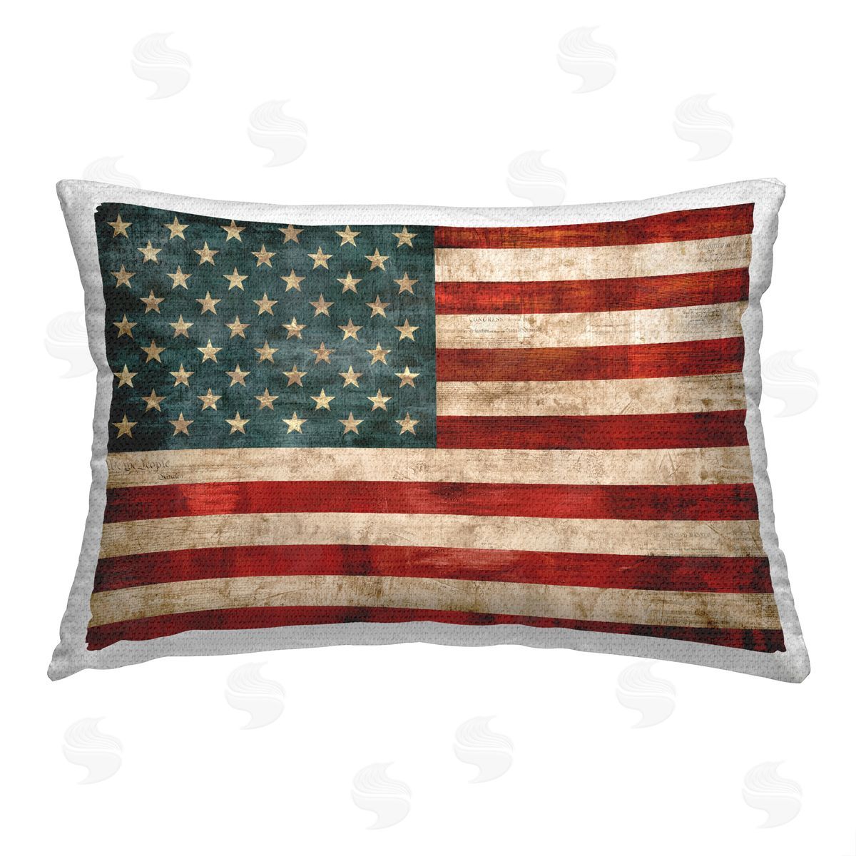 Luke Wilson Rustic American Flag Outdoor Quick-Dry Polyester Printed Throw Pillow