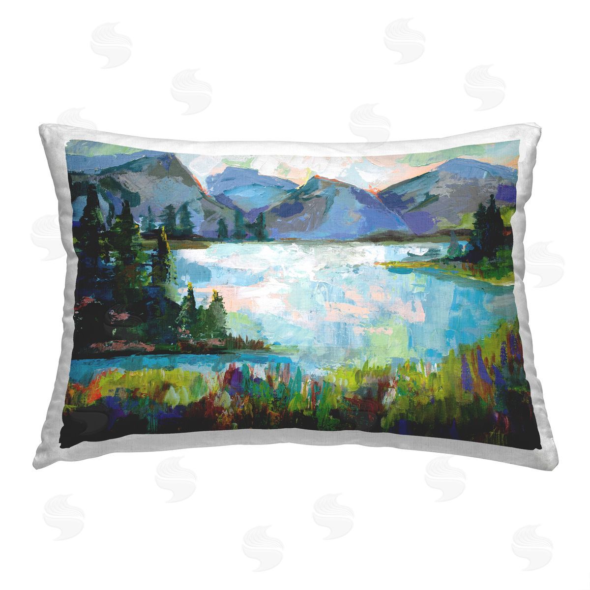 Jeanette Vertentes Modern Forest Lake Printed Plush Polyester Throw Pillow