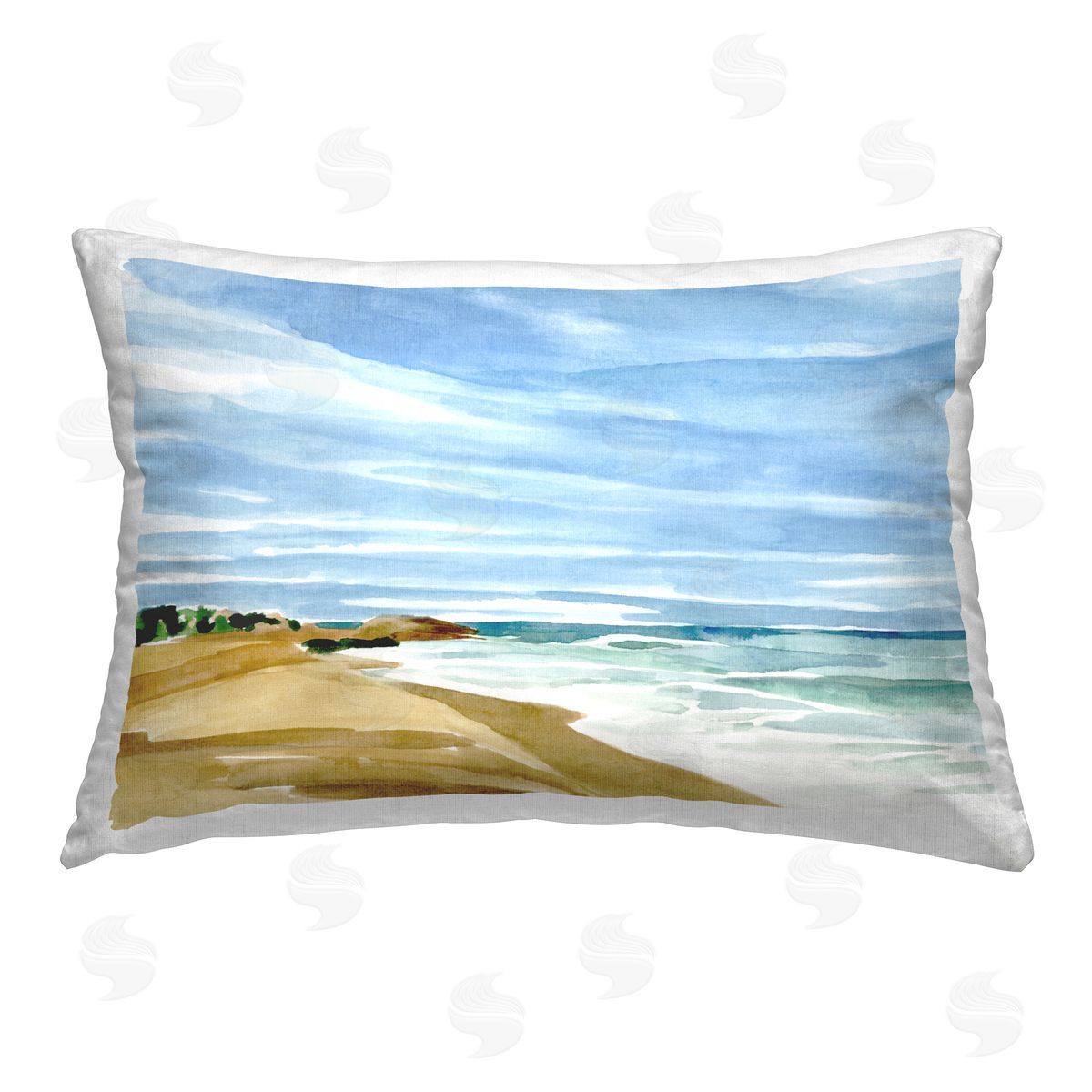 Annie Warren Modern Beach Landscape Printed Plush Polyester Throw Pillow