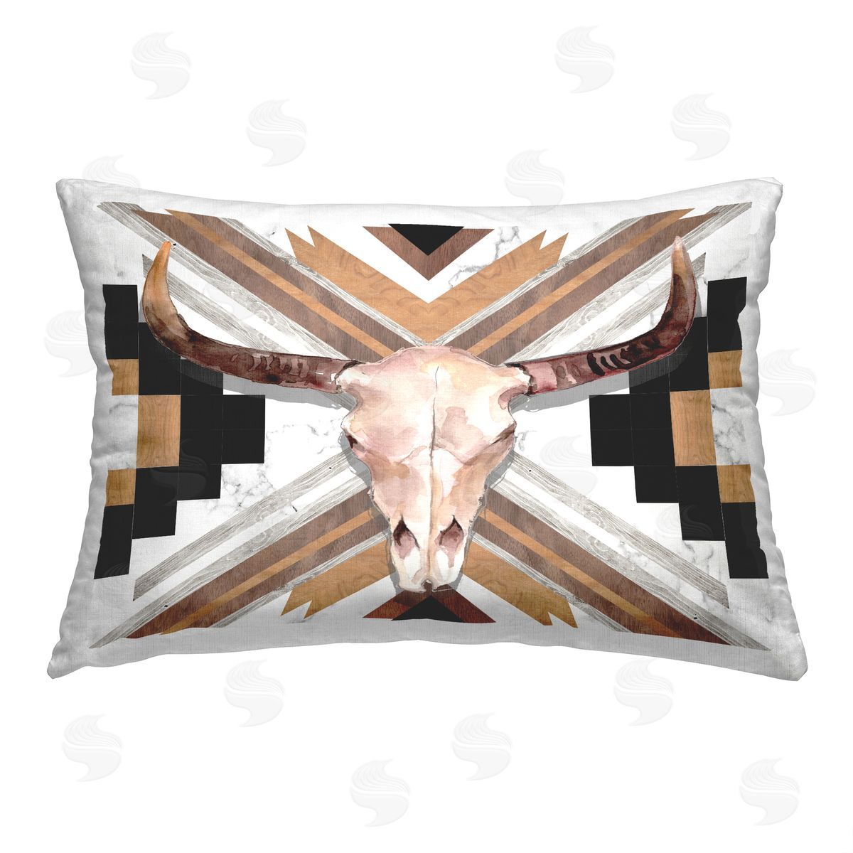 Jennifer Paxton Parker Geometric Cattle Skull Printed Plush Polyester Throw Pillow