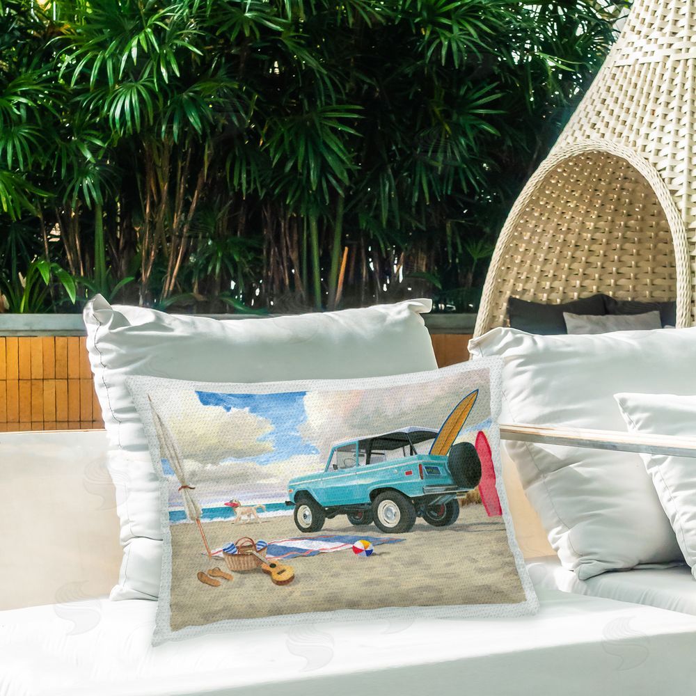 James Wiens Summer Beach Scene Outdoor Quick-Dry Polyester Printed Throw Pillow in Back Yard