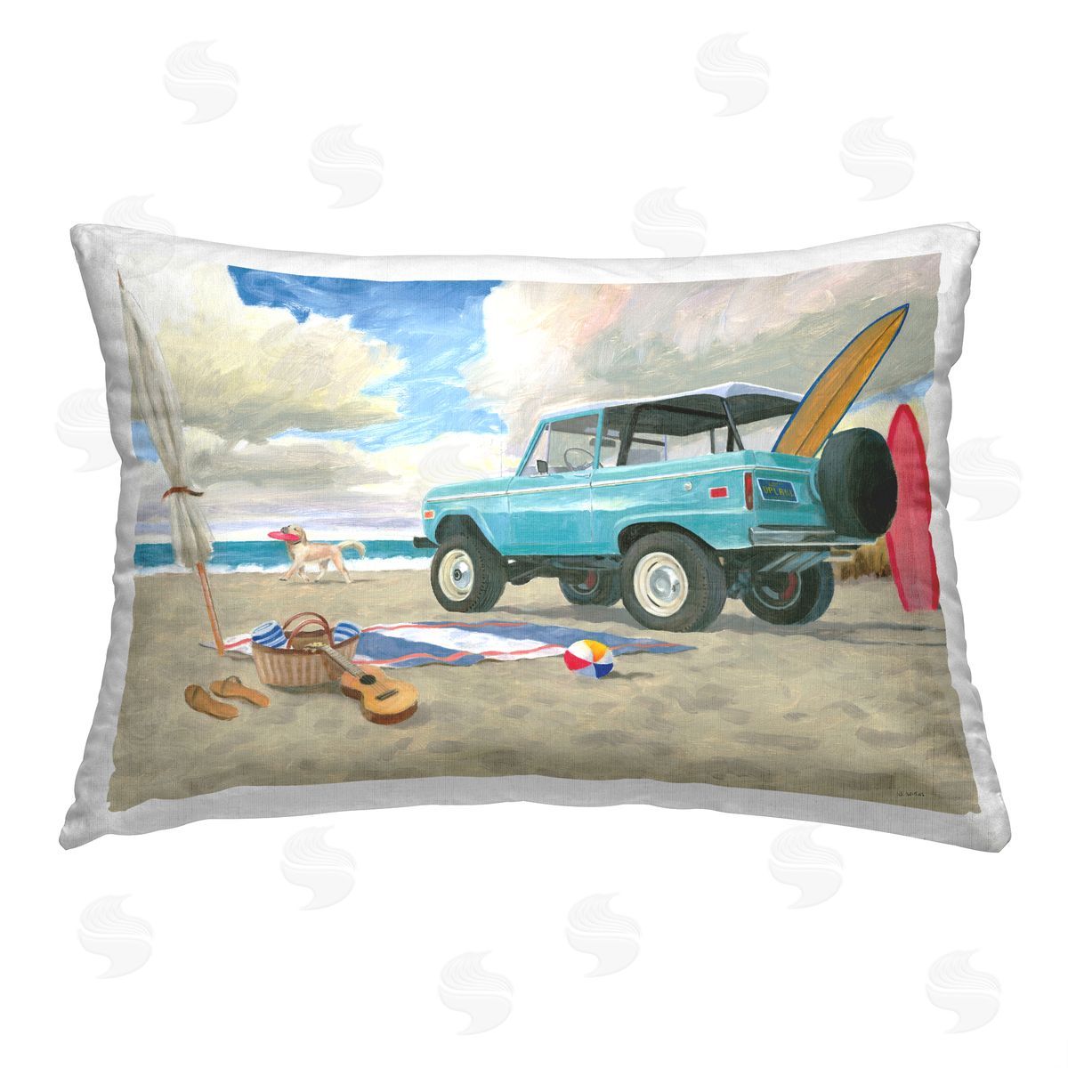 James Wiens Summer Beach Scene Printed Plush Polyester Throw Pillow