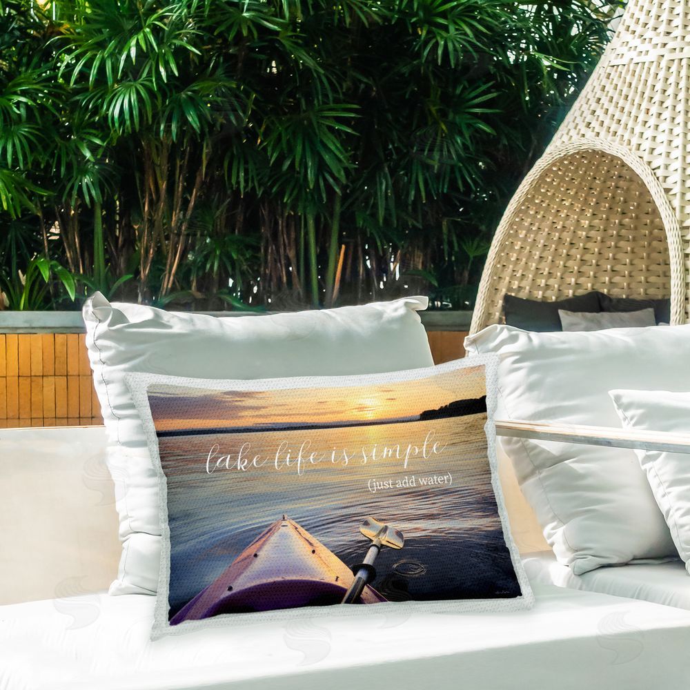 Lori Deiter Lake Life Phrase Scenery Outdoor Quick-Dry Polyester Printed Throw Pillow in Back Yard