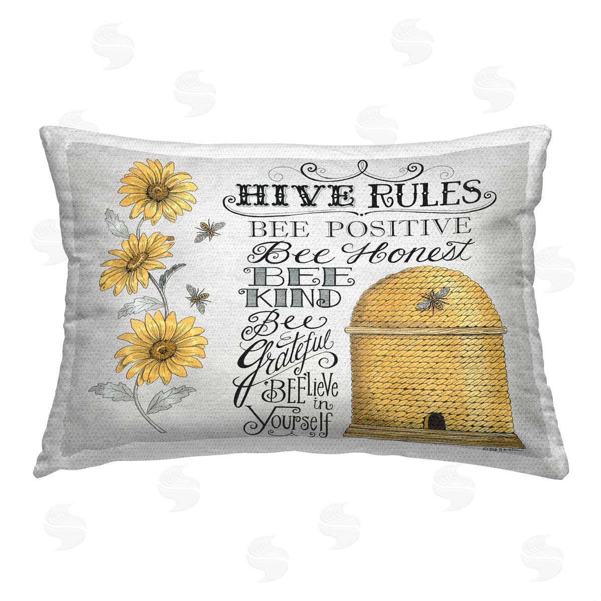 Deb Strain Vintage Hive Rules Outdoor Quick-Dry Polyester Printed Throw Pillow