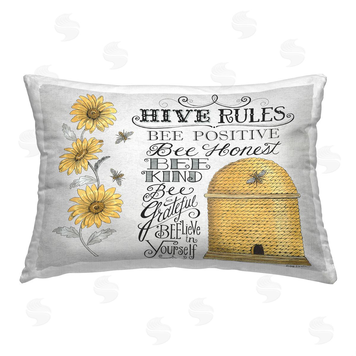 Deb Strain Vintage Hive Rules Printed Plush Polyester Throw Pillow