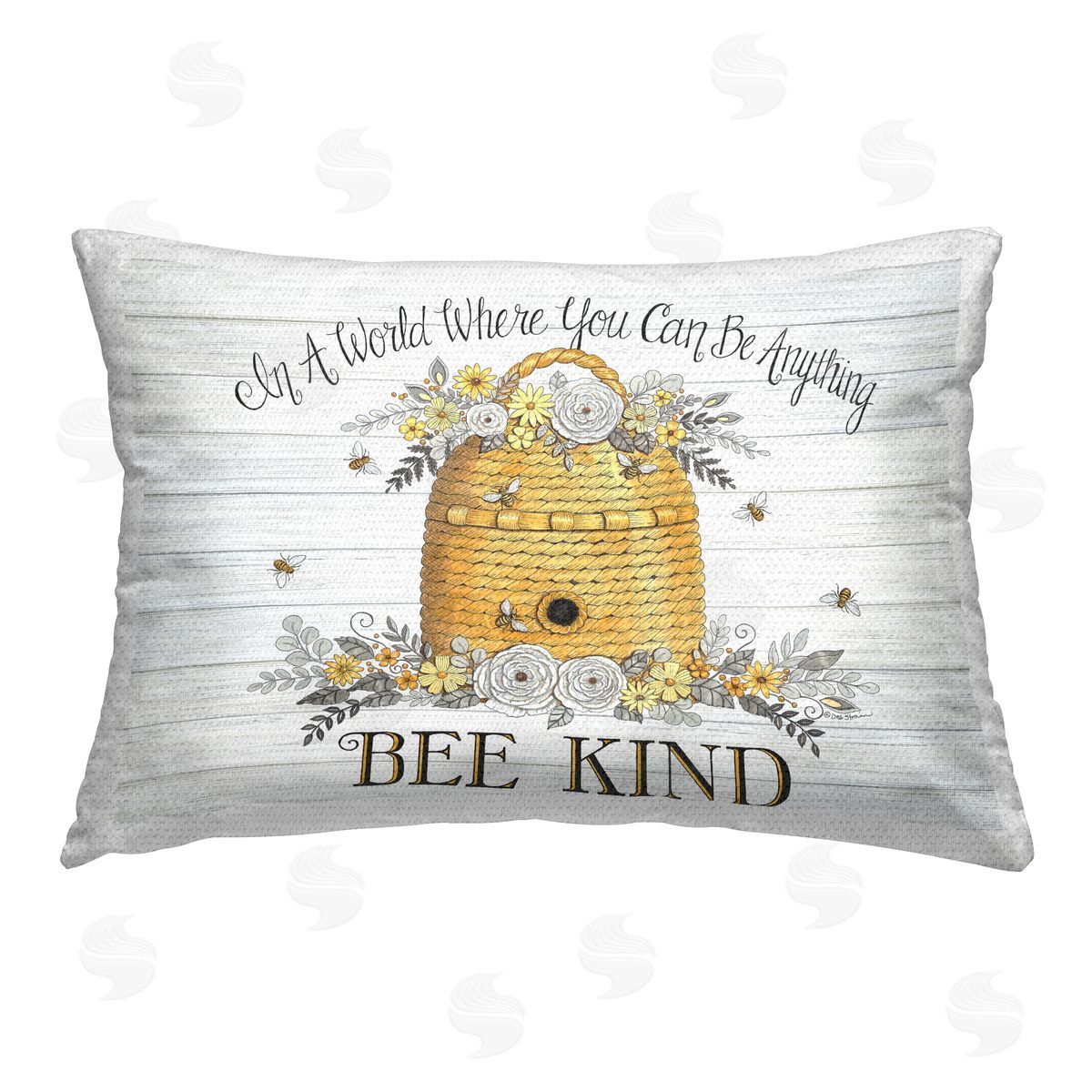 Deb Strain Bee Kind Phrase Outdoor Quick-Dry Polyester Printed Throw Pillow