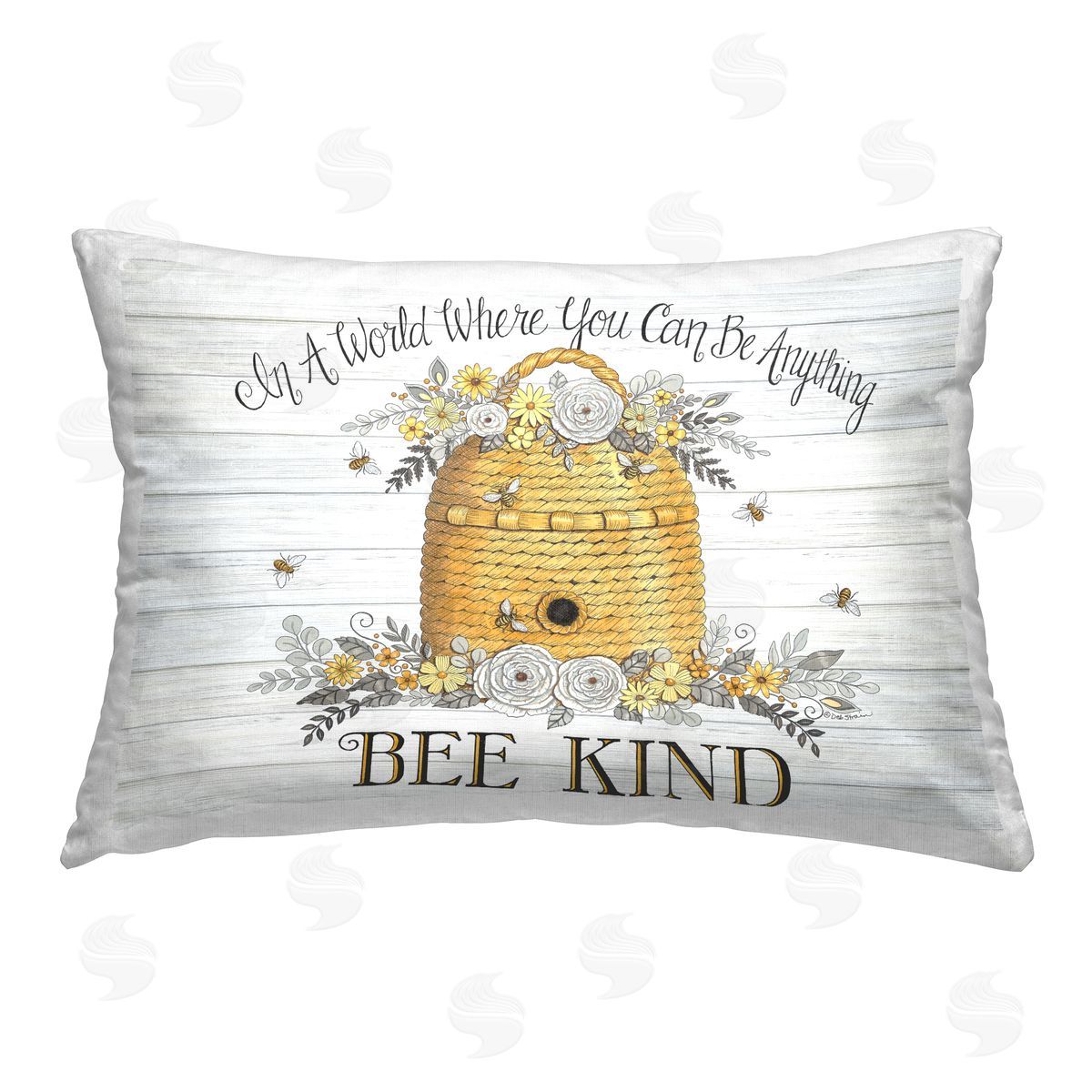Deb Strain Bee Kind Phrase Printed Plush Polyester Throw Pillow