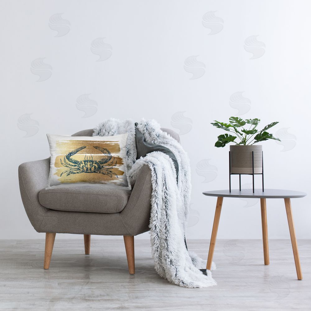 Bluebird Barn Glam Detail Crab Printed Plush Polyester Throw Pillow On Chair
