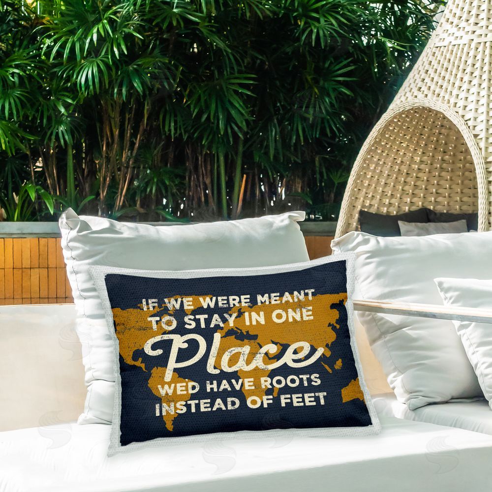 Stupell Studio Rustic Travel Phrase Outdoor Quick-Dry Polyester Printed Throw Pillow in Back Yard