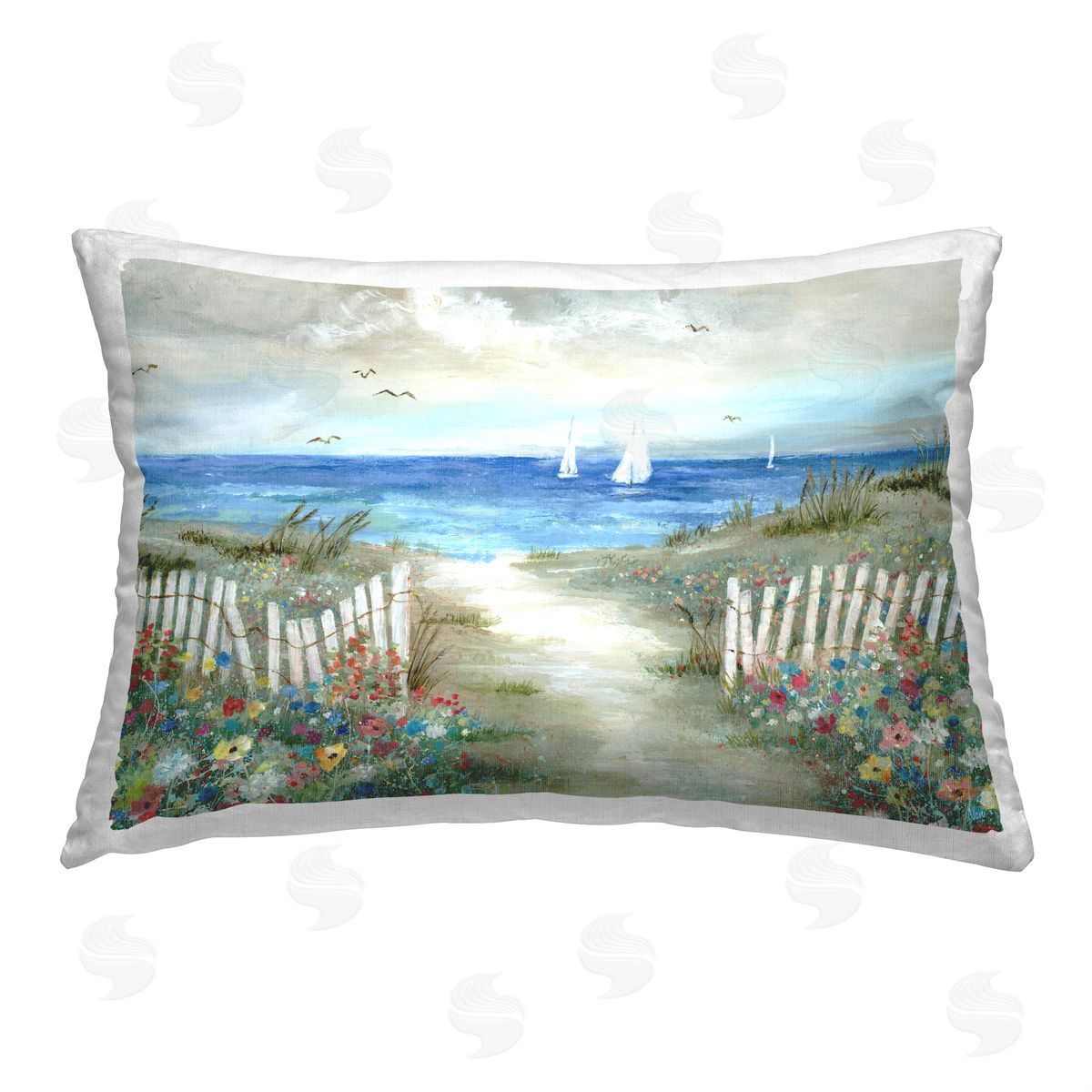 Nan Beach Flower Garden Printed Plush Polyester Throw Pillow